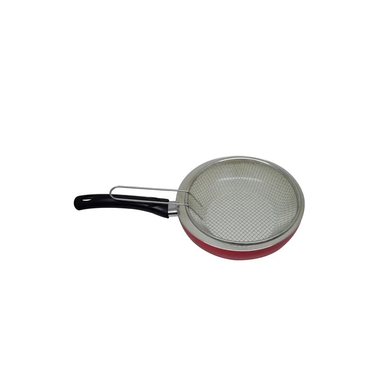 Panela Fritadeira Frigideira Cerâmico Com Cesto Fritura 24cm - Vermelha