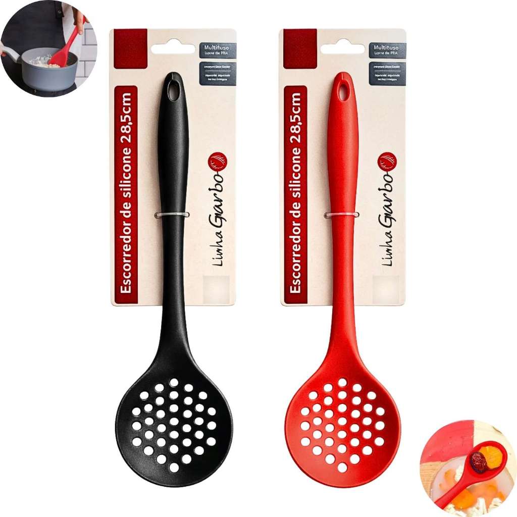Escumadeira de Silicone Utensilio Multiuso Não Risca Panela Para Fritura Unidade
