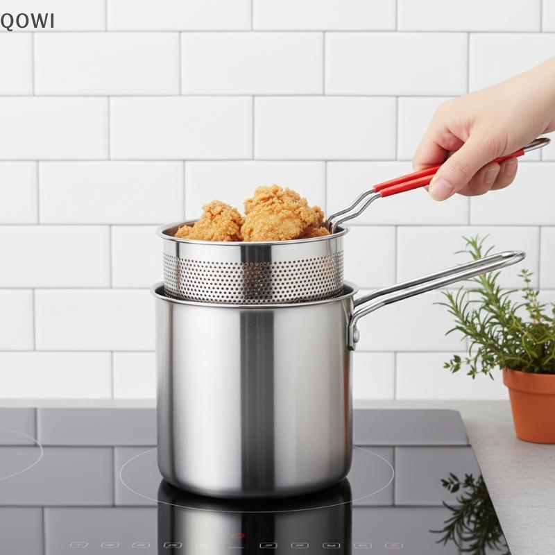 qo Fritadeira De Aço Inoxidável Com Cesta De Fritura Multifuncional Panela Pequena Cozinha Específica Fritar Chien E Out