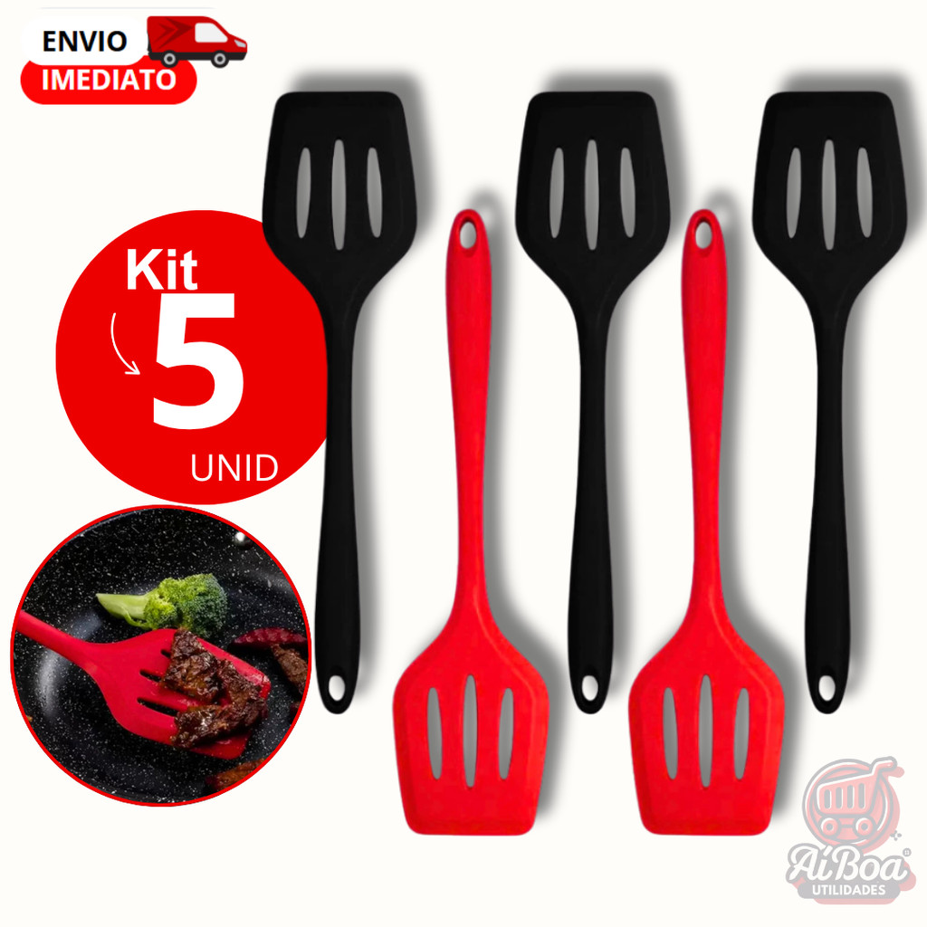 Espátula de Silicone Vazada Fritura Antiaderente Chapeiro Frigideira Ovo