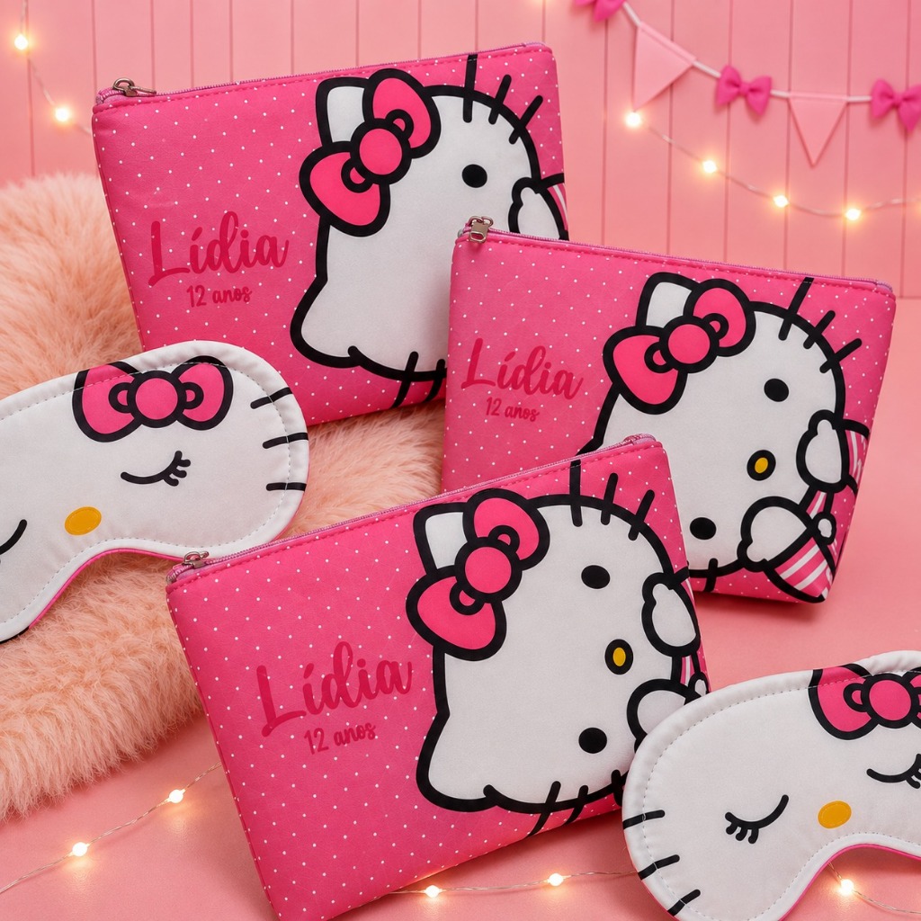 10 kit lembrancinha festa do pijama spa neon huntrix guerreiras roblox hello kitty kuromi laço cereja sereia borboleta