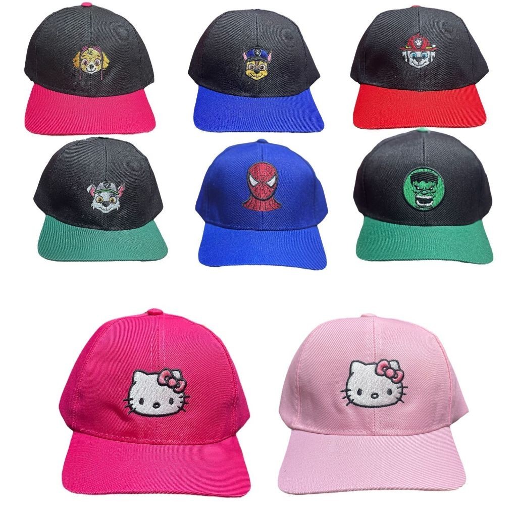 Bonés bordados infantil e juvenil Super Herois Hello Kitty Homem Aranha Temas Variados
