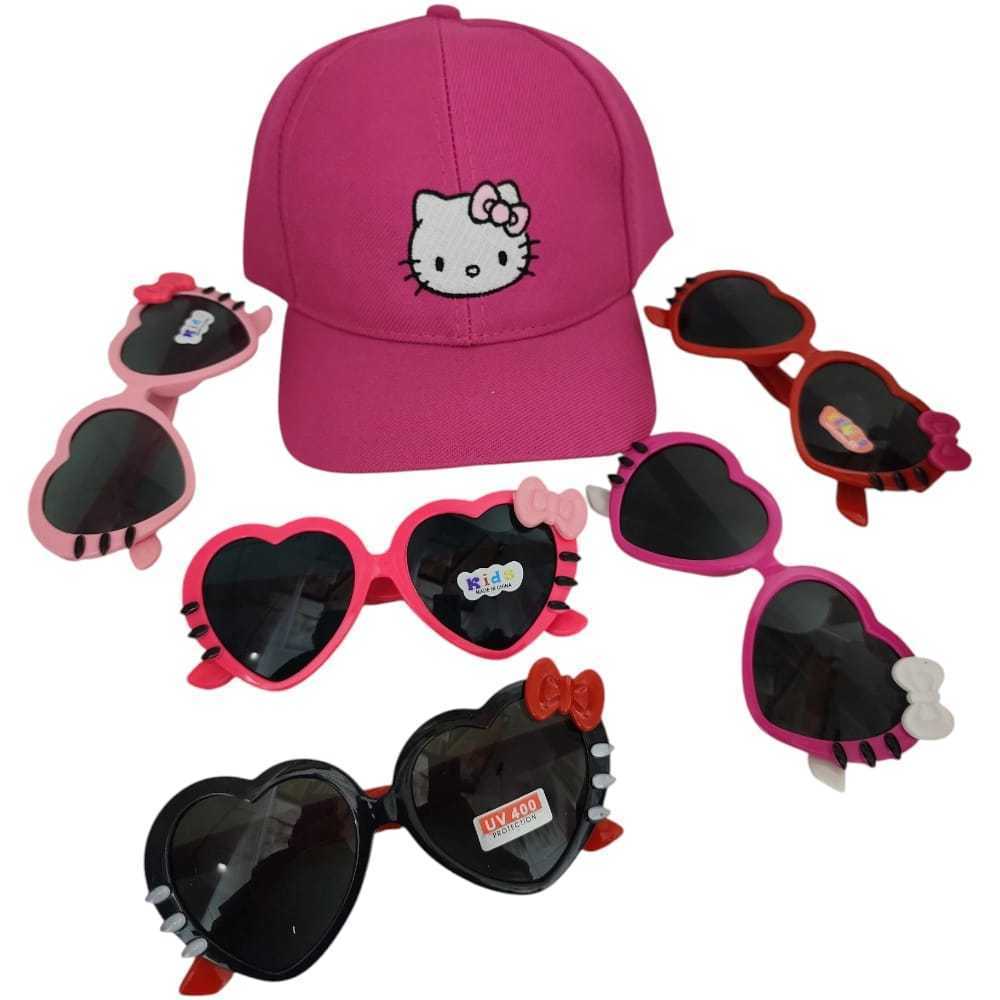 Boné Infantil de Aba Curva Bordado alto relevo da Hello Kitty + Oculos Infantil Promoção
