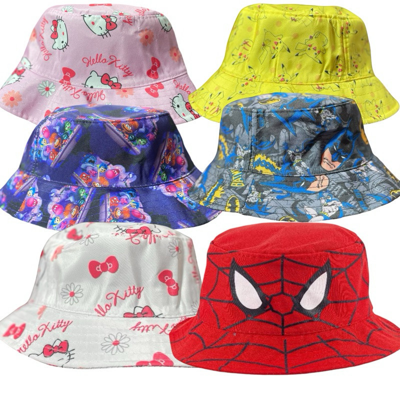 Chapéu Bucket Infantil 3-9 Anos Divertidamente Homem Aranha Hello Kitty Chapéu de Praia Infantil