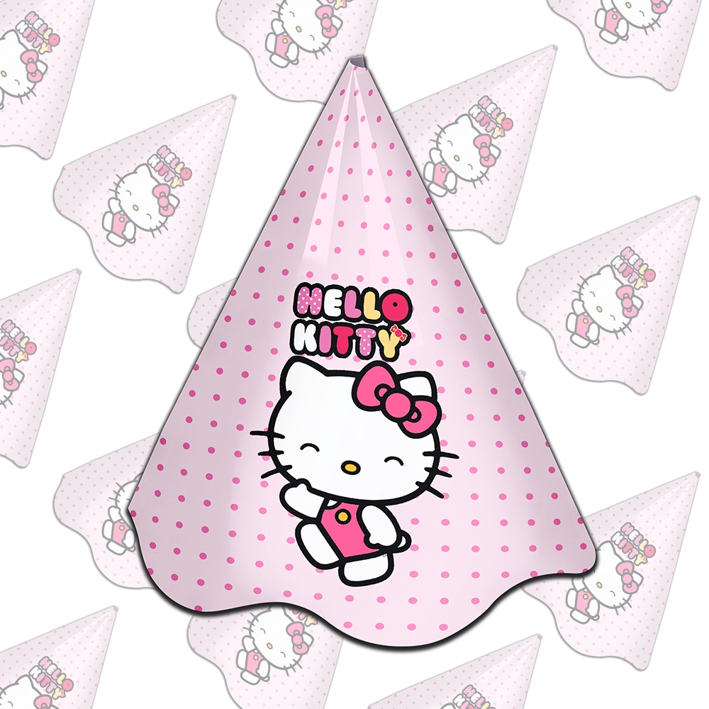 🎉10,20,30 Chapeuzinho Para Aniversário - Chapéu De Festa Infantil HELLO KITTY ROSA