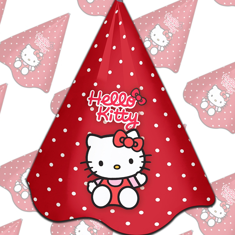 🎉10,20,30 Lembrancinhas chapéus chapeuzinhos Tematico HELLO KITTY VERMELHA Mimo Aniversario