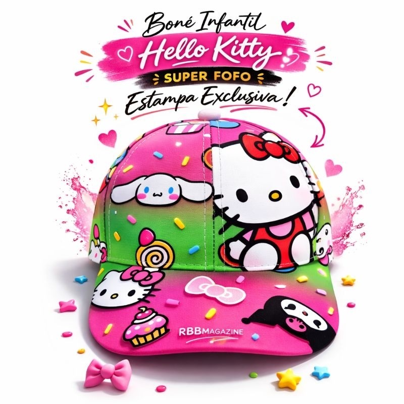 Boné Infantil Estampado Hello Kitty Menina