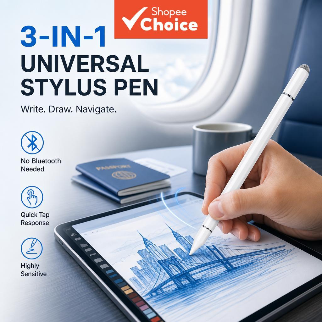 Caneta Stylus Universal 3 em 1 Magnética Para Android iOS Lápis de Tela Capacitiva Para Celular Tablet iPhone iPad
