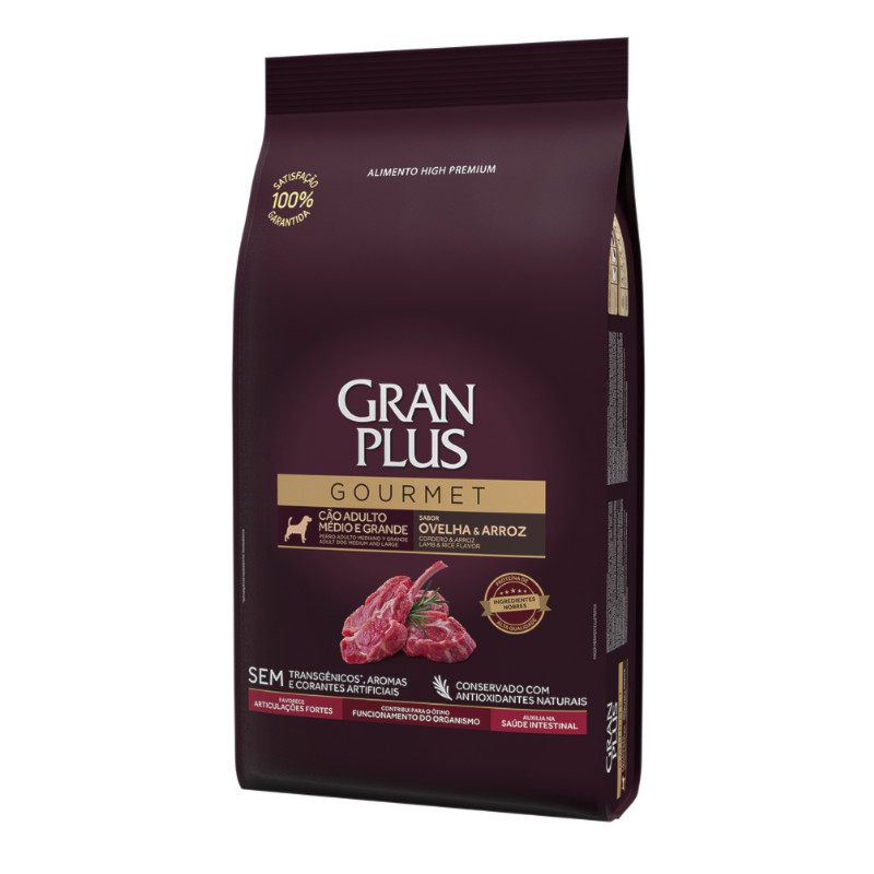 Ração GranPlus Gourmet Cães adultos raças médias e grandes ovelha e arroz 15kg