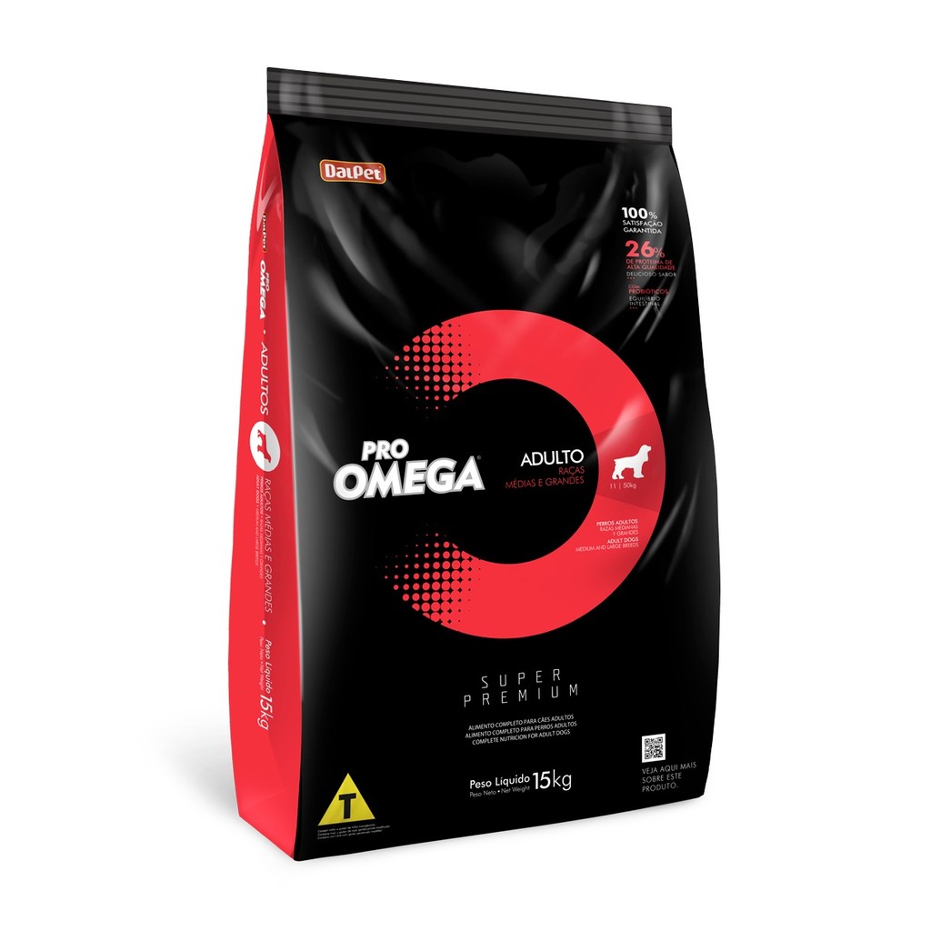 Ração Pro Omega Cães Adultos de Raças Médias e Grandes 15Kg