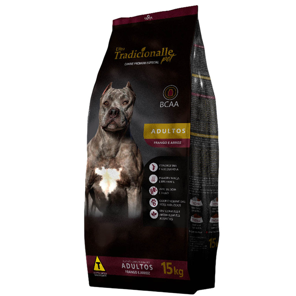 Ração Cães Adultos Raças Médias e Grandes Frango e Arroz 15kg Tradicionalle