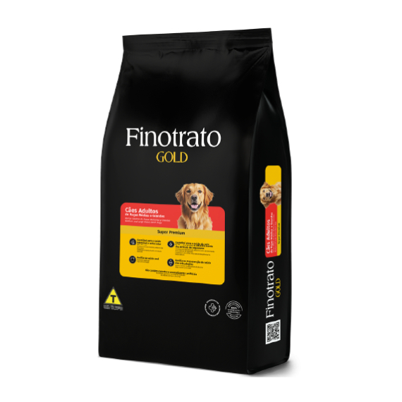 Finotrato Gold Ração Para Cães Adultos De Raças Média e Grande 15kg