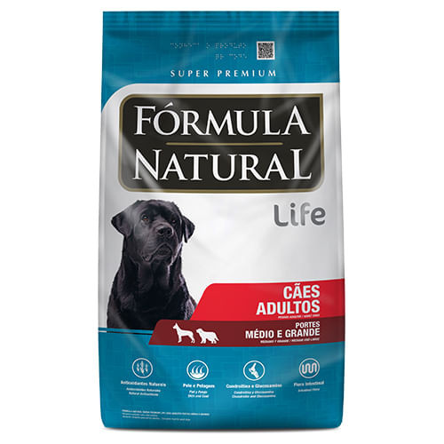 Ração 15kg Fórmula Natural Life Adulto Raças Médias e Grandes
