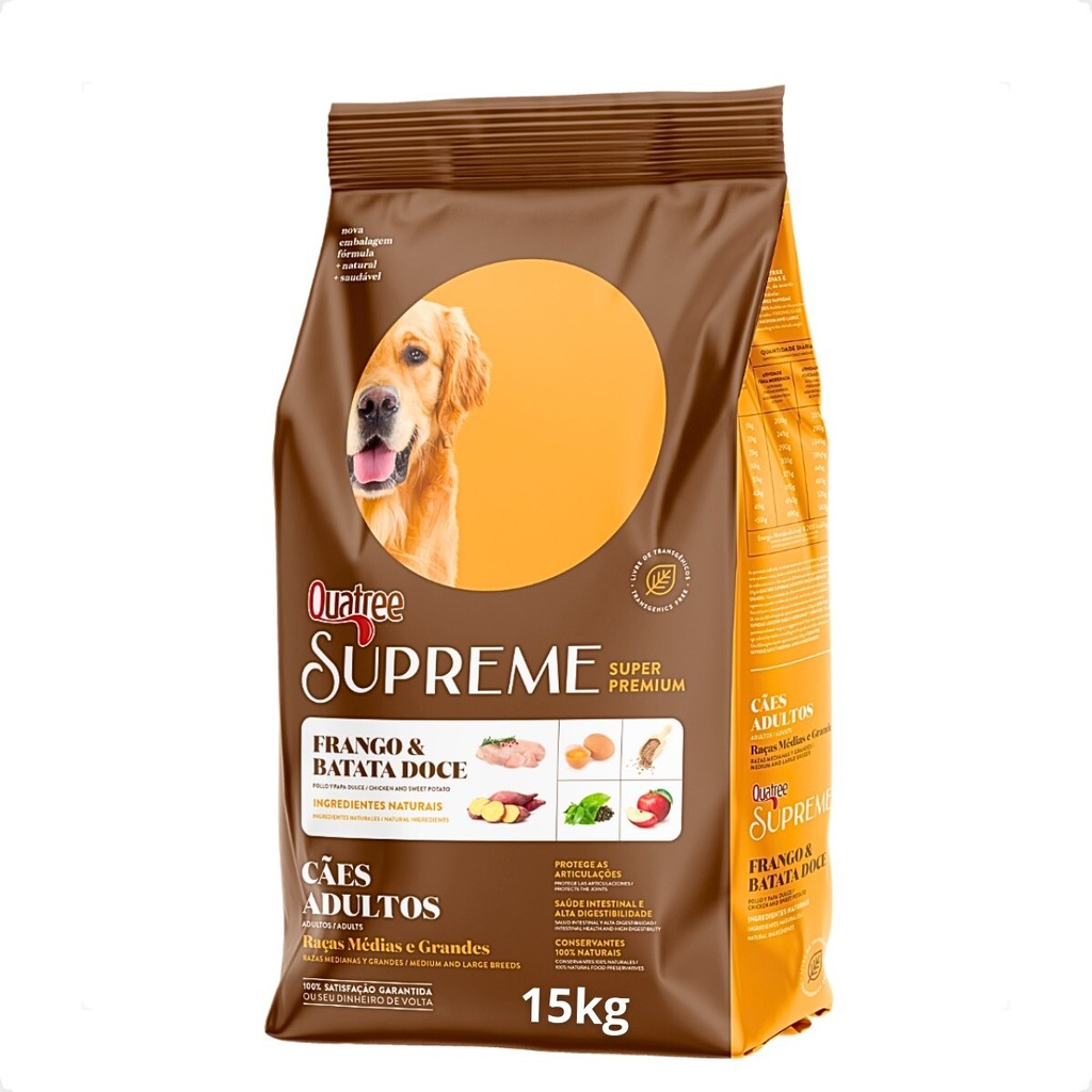 Ração Quatree Supreme Cães Adultos Raças Médias e Grandes - 15Kg