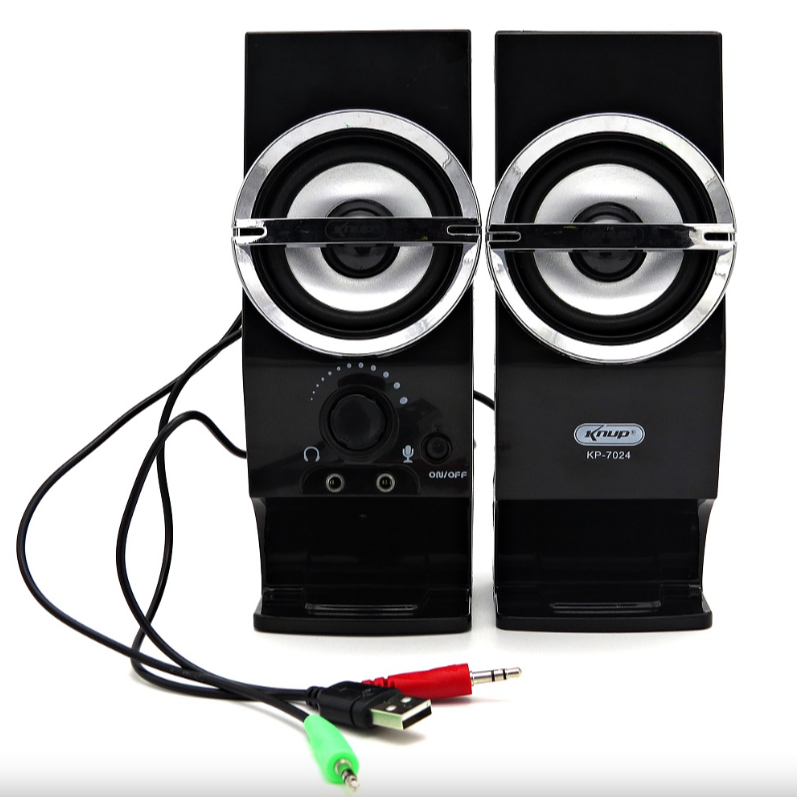 Caixa De Som Mini Auto Falante Para Notebook Pc Celular MP3 Mp4 Knup 12w Cor Preto