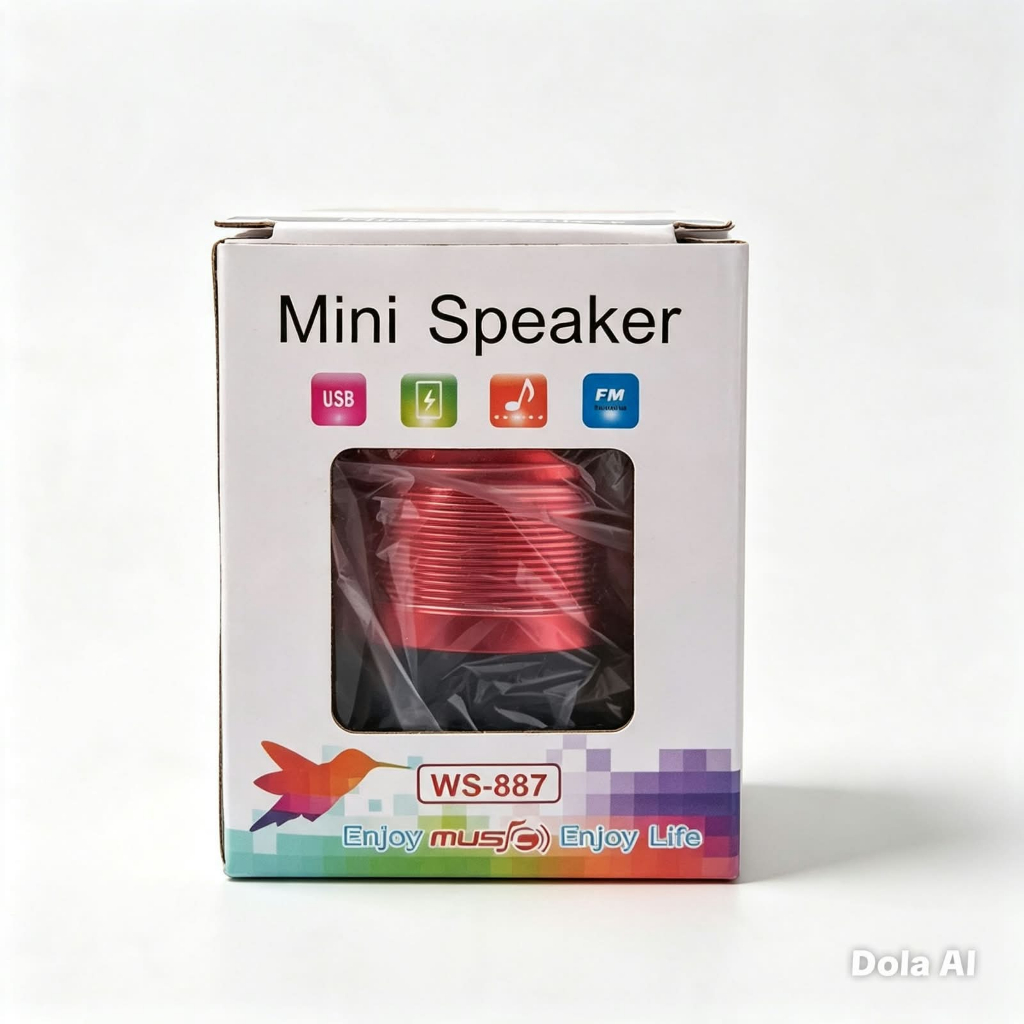 **Mini Caixa de Som Portátil WS-887 Speaker Recarregável USB Rádio FM MP3 para Celular Notebook PC**