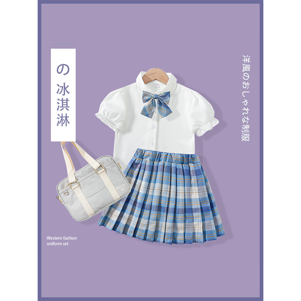 Roupas infantis meninas jk uniforme terno roupas de verão influenciador crianças estilo ocidental uniforme escolar marin