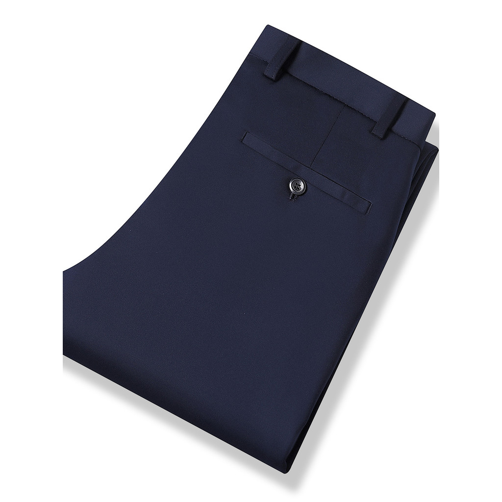 2026 novo estilo All-Match simples confortável estilo minimalista masculino alta elástica reta calças casuais azul marin