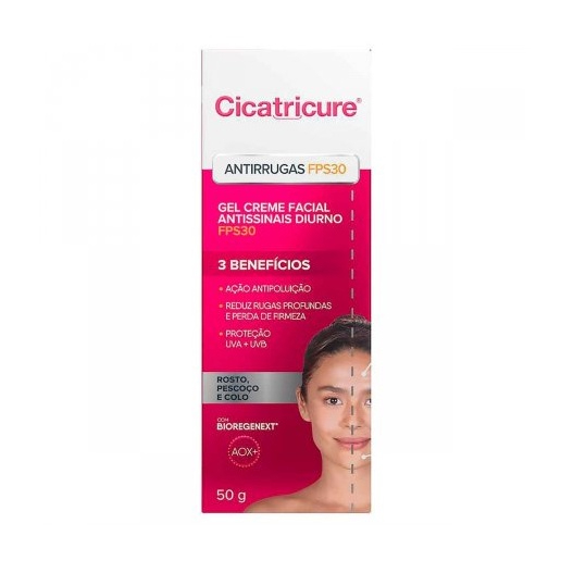 Creme Gel Facial Antissinais Antirrugas FPS 30 Diurno 50g - Cicatricure