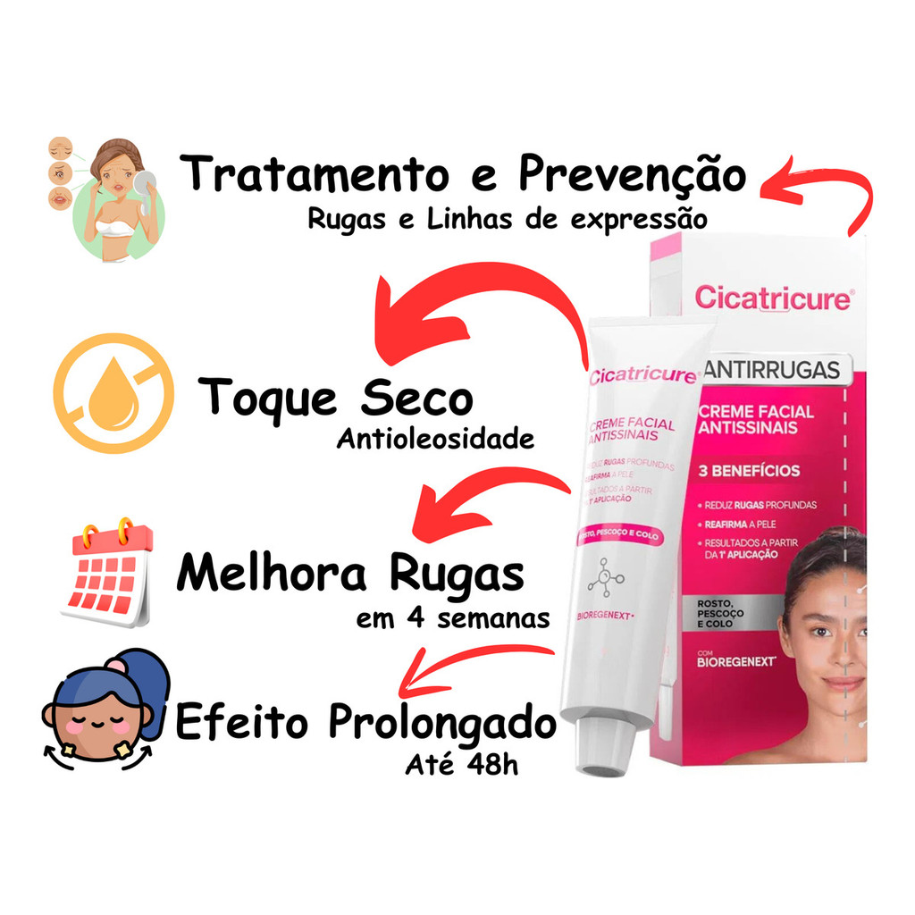 Creme Facial Antissinais E Antirrugas Cicatricure 50g Grande Gel Creme Rugas Profundas