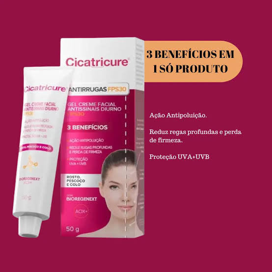 Gel creme facial antissinais diurno antirrugas fps30 cicatricure