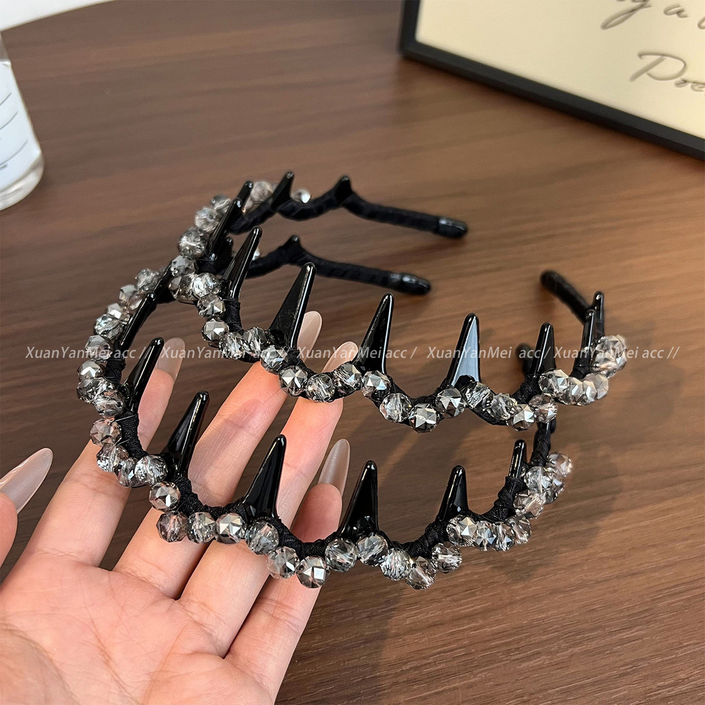 Estilo coreano temperamento high-End strass bandana com dente feminino rosto lavagem Anti-deslizamento Hairpin reverso W