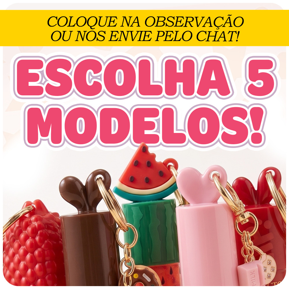 5 Gloss Labial Chaveiro Lip Oil Hidratante com Brilho Modelos Variados Infantil e Adulto