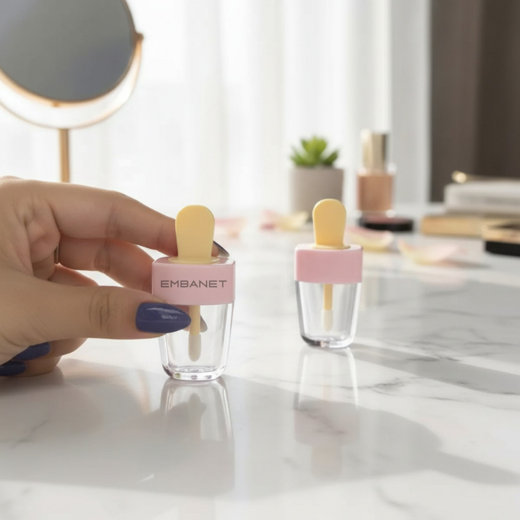 Frasco Picolé P Brilho Labial Lip Oil Batom 3,9ml Refil 50un Uso Profissional Salão de Beleza