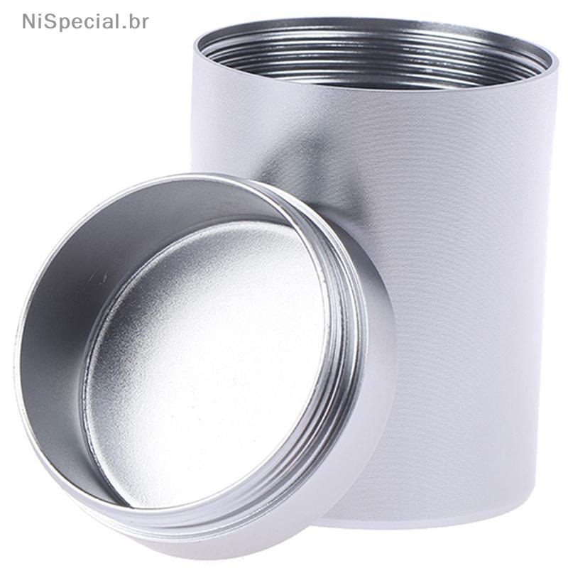 [Nis] 1x Recipiente Hermético Prateado À Prova De Alumínio Herb Sh Metal Selado Pode Jarra De Chá [BR]