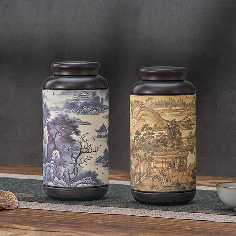 sutiska Jarra De Armazenamento De Chá De Folha De Flandres Chinesa , Pequena Portátil Selada , Recipiente Ferro Forjado