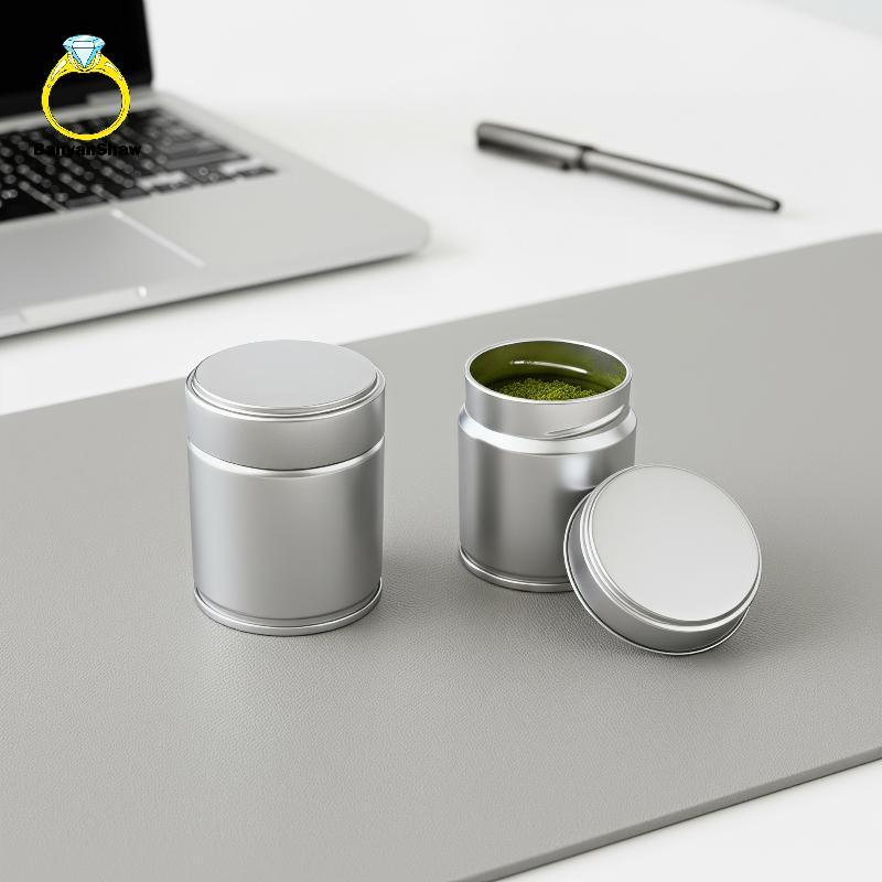 [BANY] 1 Peça Jarra De Pó Matcha À Prova De Poeira , Folha De Flandres Selada , Mini Lata De Chá Portátil , Pote De Arma