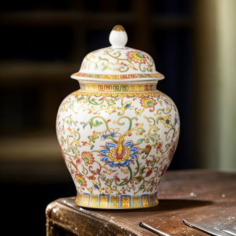 Latas de chá de cerâmica de cor esmaltada latas seladas estilo chinês caixa de presente latas de medicina chinesa domést