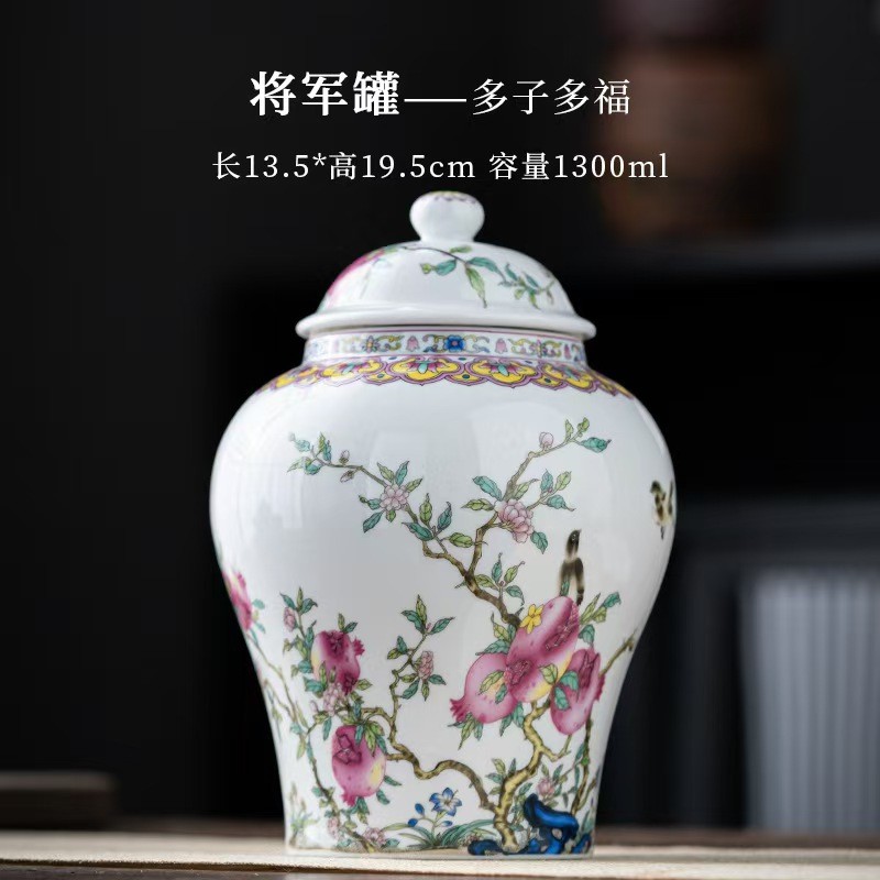 Estilo chinês Jiucai Shenlu à prova de umidade chá caddy geral cerâmica selada ornamentos domésticos High-End chá caddy