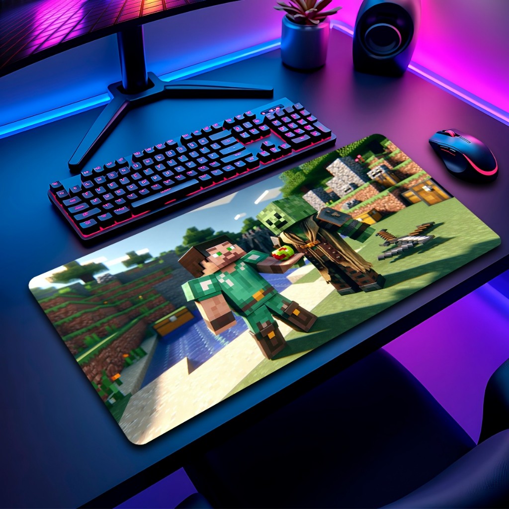 Mouse Pad Minecr Gamer Antiderrapante Grande Diversas Estampas Personalizado 70x35 M820