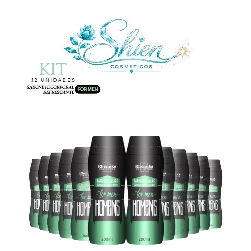 Kit 12 Unidades Sabonete Líquido Íntimo Refrescante For Men 200Ml Rhenuks (Afilhado)