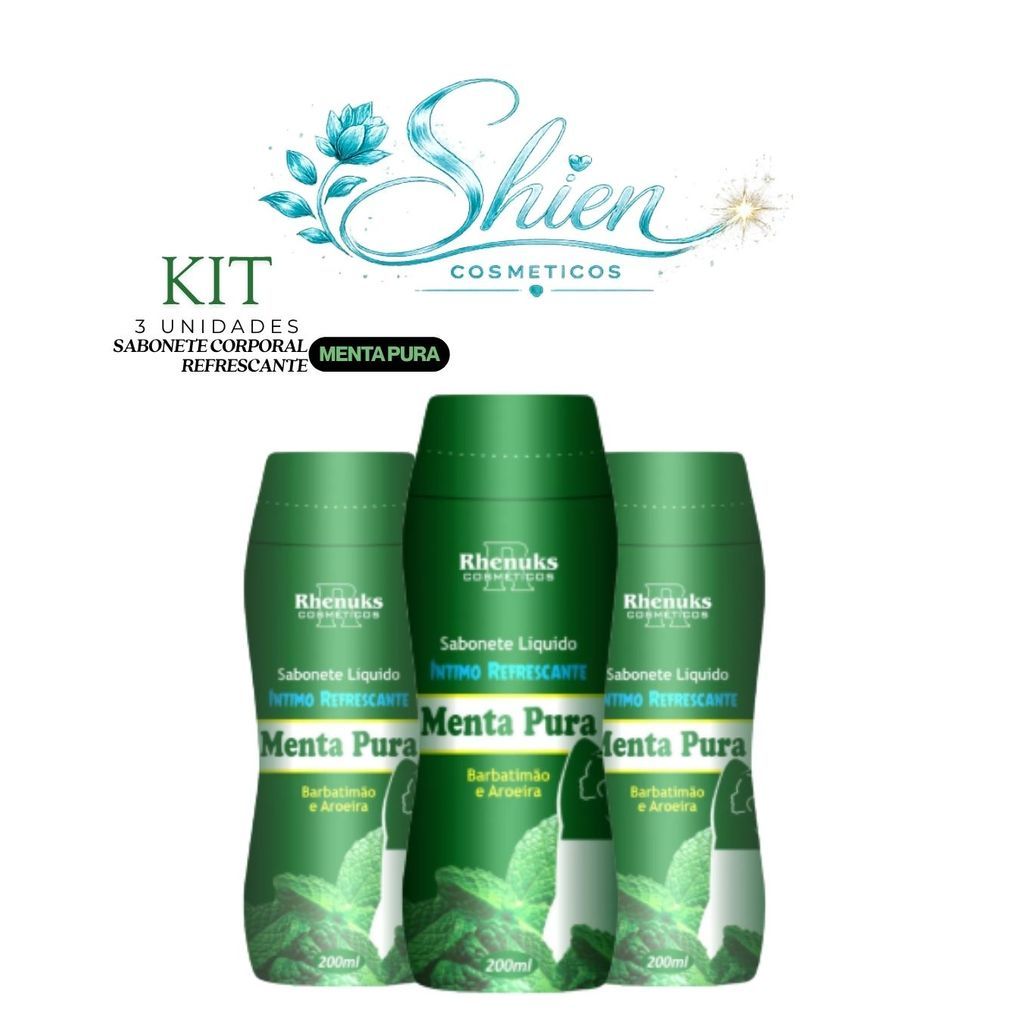 Kit 3 Unidades Sabonete Líquido Íntimo Refrescante Menta 200Ml Rhenuks (Afilhado)