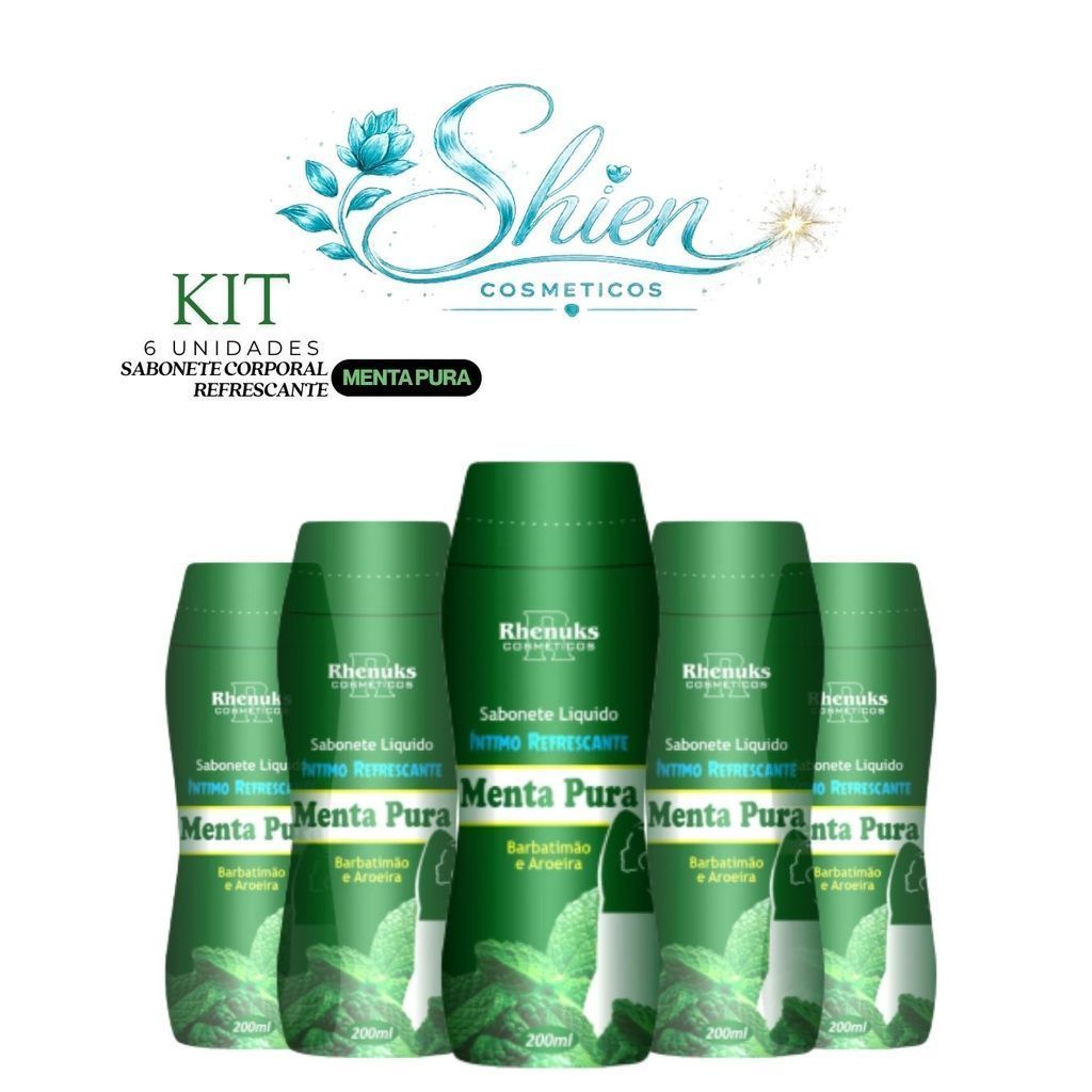 Kit 6 Unidades Sabonete Líquido Íntimo Refrescante Menta 200Ml Rhenuks (Afilhado)