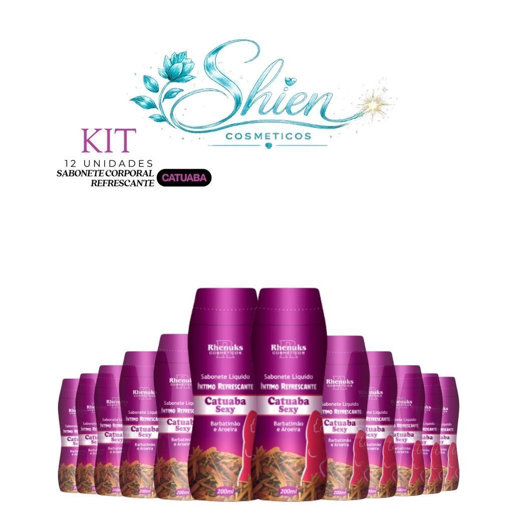 Kit 12 Unidades Sabonete Líquido Íntimo Refrescante Catuaba Sex 200Ml Rhenuks (Afilhado)