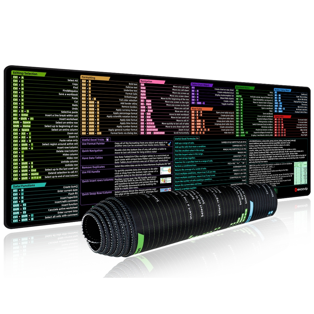 Mouse Pad Excel Atalho Tamanho Grande Inglês Borda De Bloqueio Macio Antiderrapante Para PC Portátil Acessórios Escritór