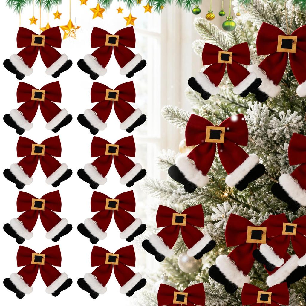Ornamento De Laço De Natal De Veludo Vermelho-Costurado Lock-edge Tecido De Pelúcia Bowknot Decoração Para Embrulho De P
