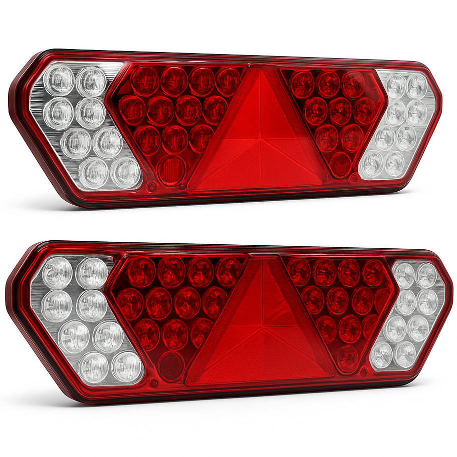Par de Lanterna Traseira LED Caminhão Carreta Guerra Bivolt Universal Alta Resistência