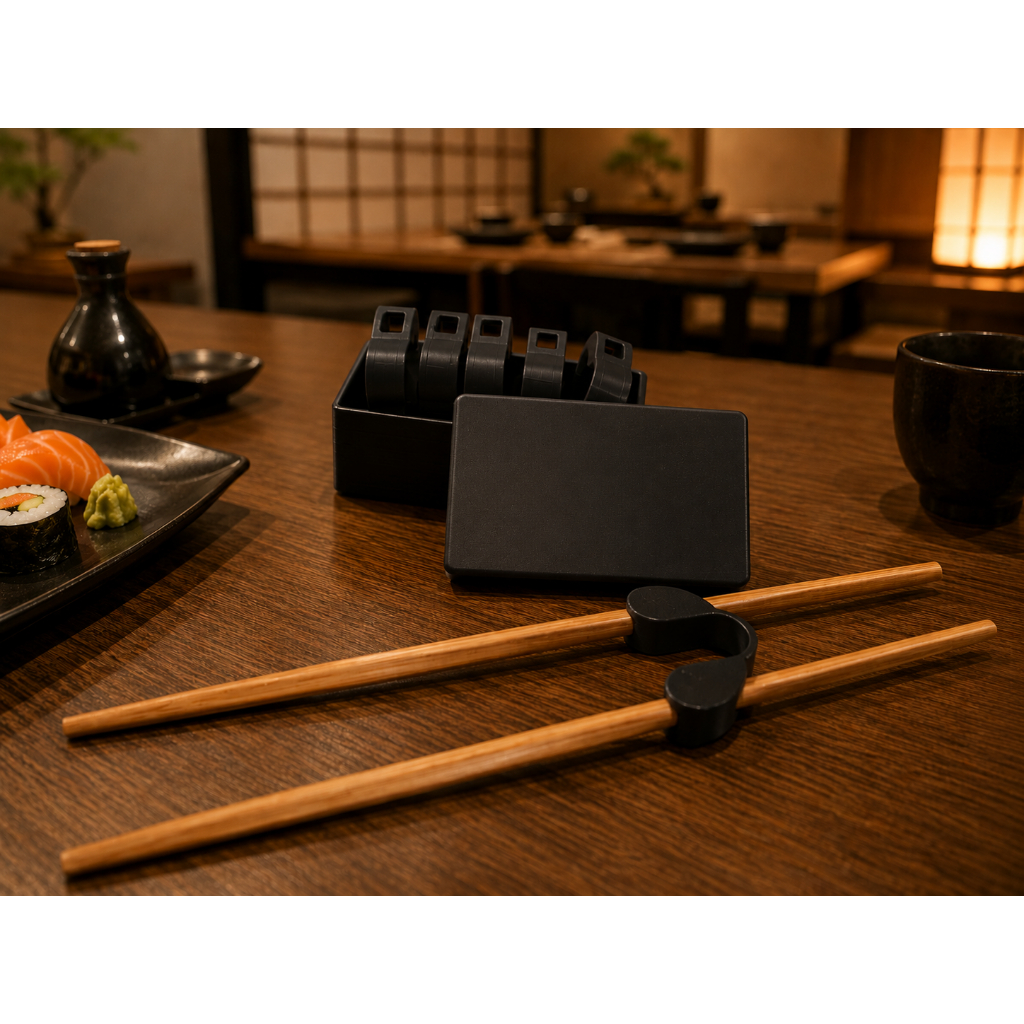 Kit 5 Adaptadores para Hashi Infantil e Adulto | Suporte Clip Auxiliar para Sushi e Comida Japonesa
