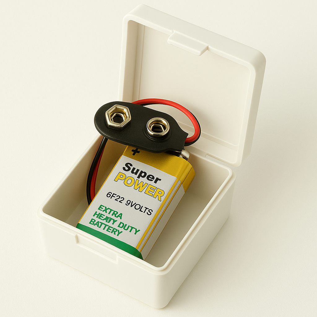 Kit Bateria 9V + Clip de Conector Adaptador para Bateria 9V + Caixa Organizadora