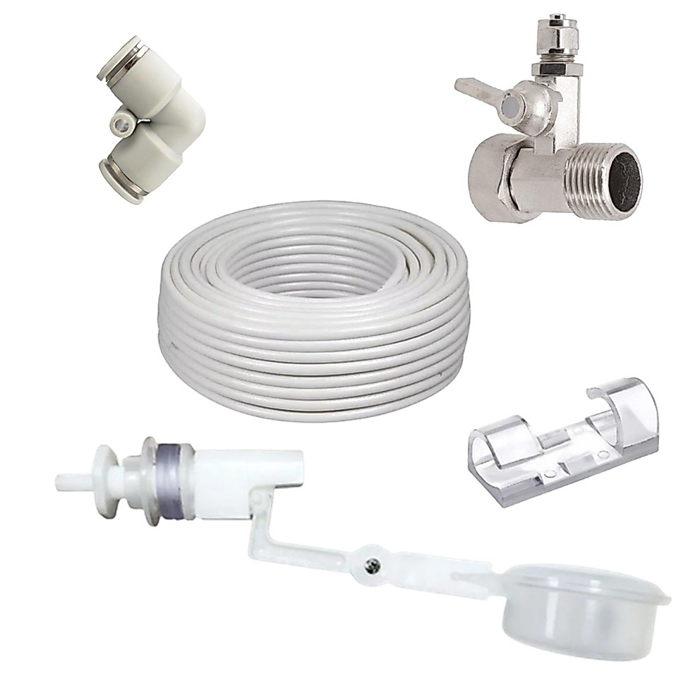 Kit Boia + Adaptador Registro Rosca Macho e Fêmea ½ e Saída ¼ + Engate ¼ + Tubo ¼ + Clip Adesivo