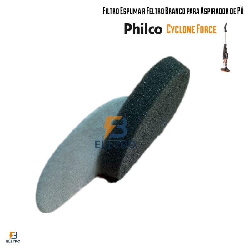 Espuma e Feltro Lavável branco para Aspirador de Pó Philco Cyclone Force PAS06