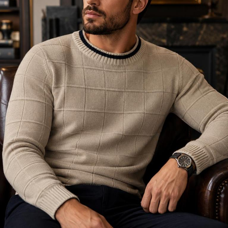 Sueter masculino trico blusa de frio quadrado