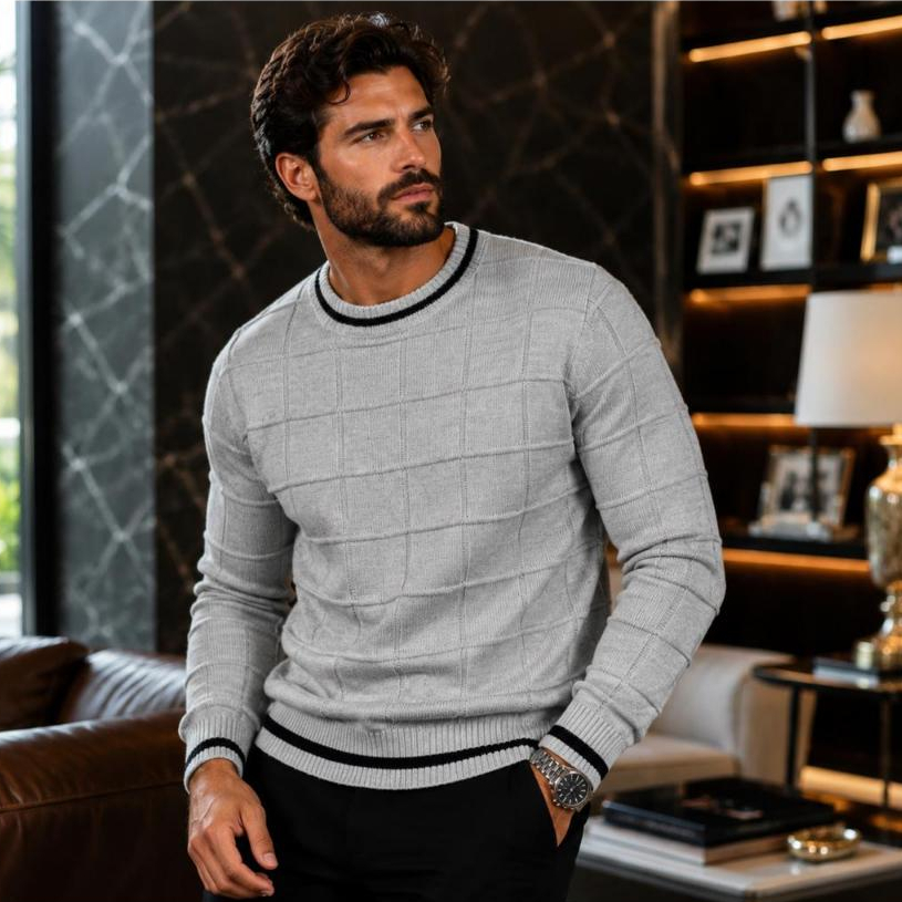 Sueter masculino trico blusa de frio quadrado