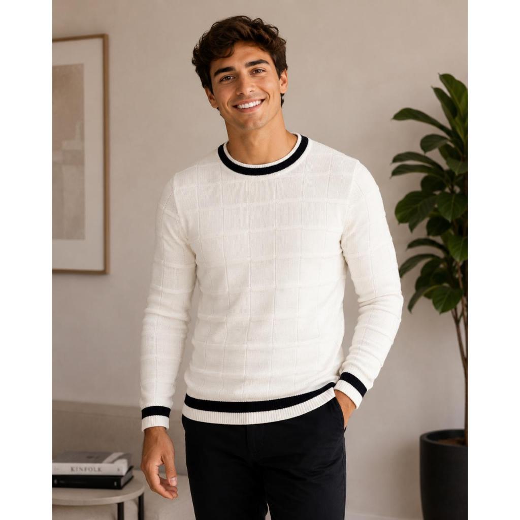 Sueter masculino trico blusa frio quadrado