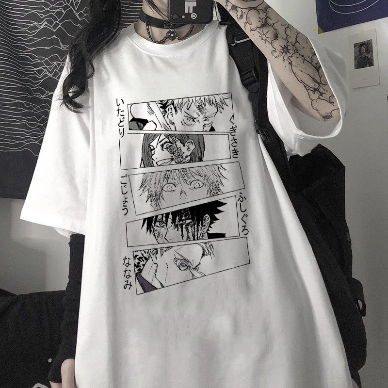 Camiseta  Anime Jujutsu Kaisen Grupo Megumi Nobara Itadori Yuta Gojo Satoru