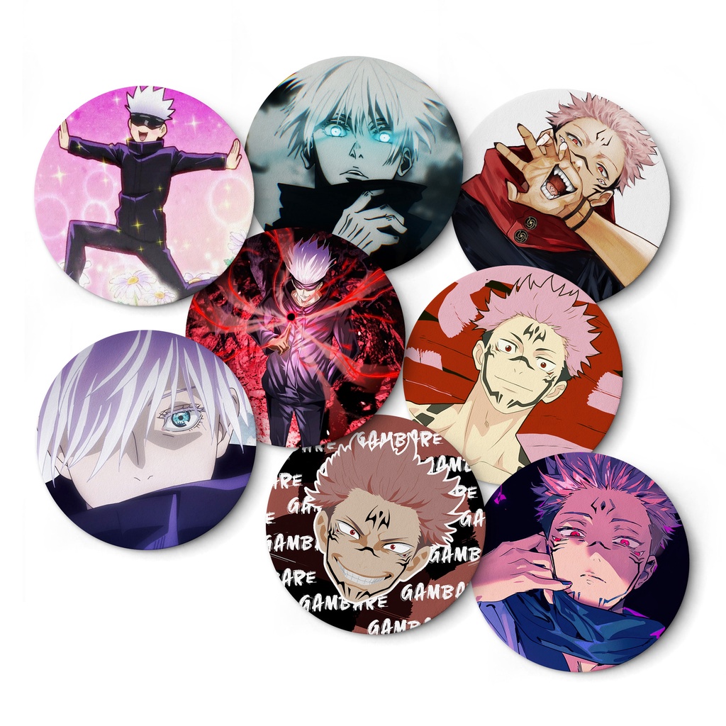kit 04Porta Copo Bolacha Anime Jujutsu Kaisen - Satoru Gojo - Sukuna - Itadori -Nobara - Megumi Original Geek dh